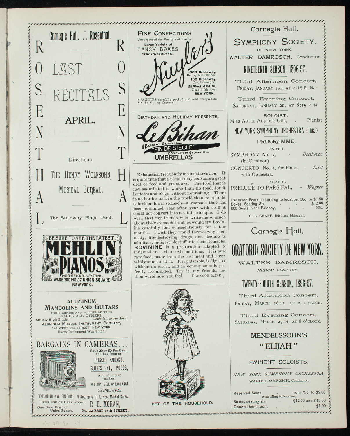 Oratorio Society of New York, December 29, 1896, program page 7