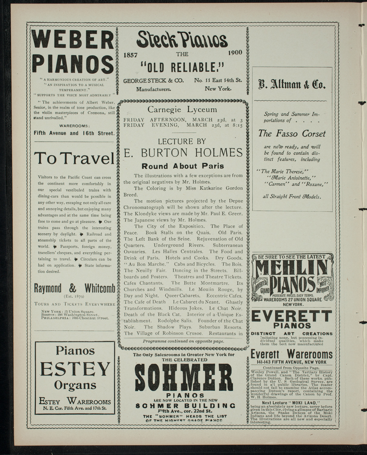 Burton Holmes Travelogue: Round About Paris, March 23, 1900, program page 2