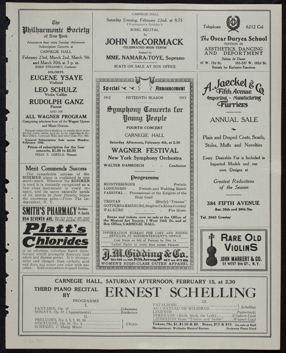 New York Philharmonic, February 6, 1913, program page 9