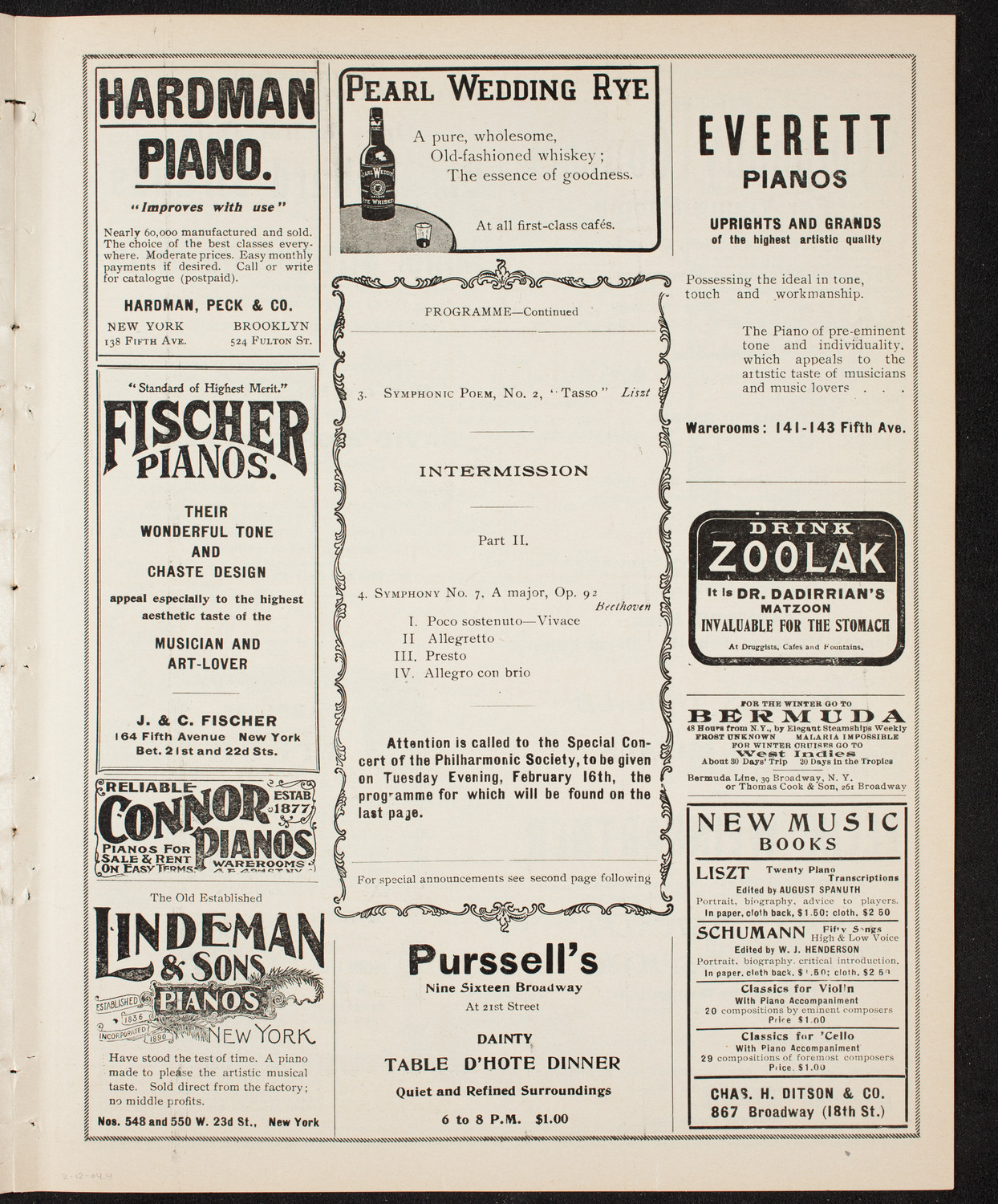 New York Philharmonic, February 12, 1904, program page 7