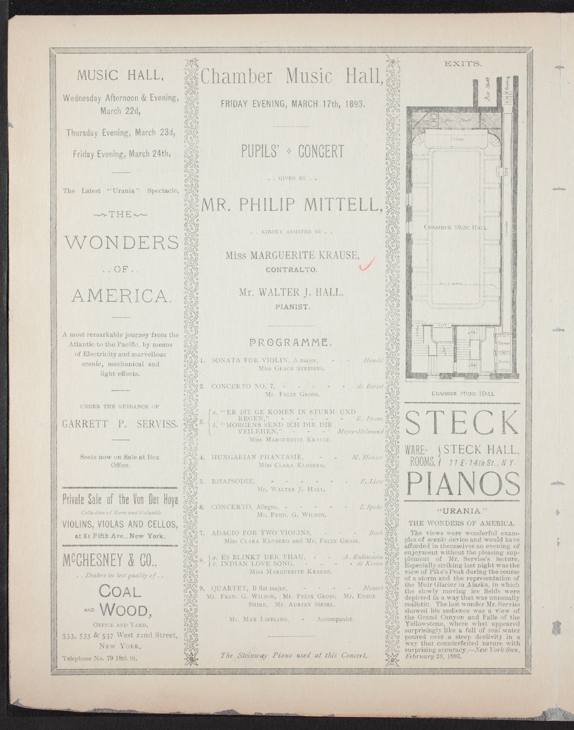 Students of Philip Mittell, March 17, 1893, program page 2