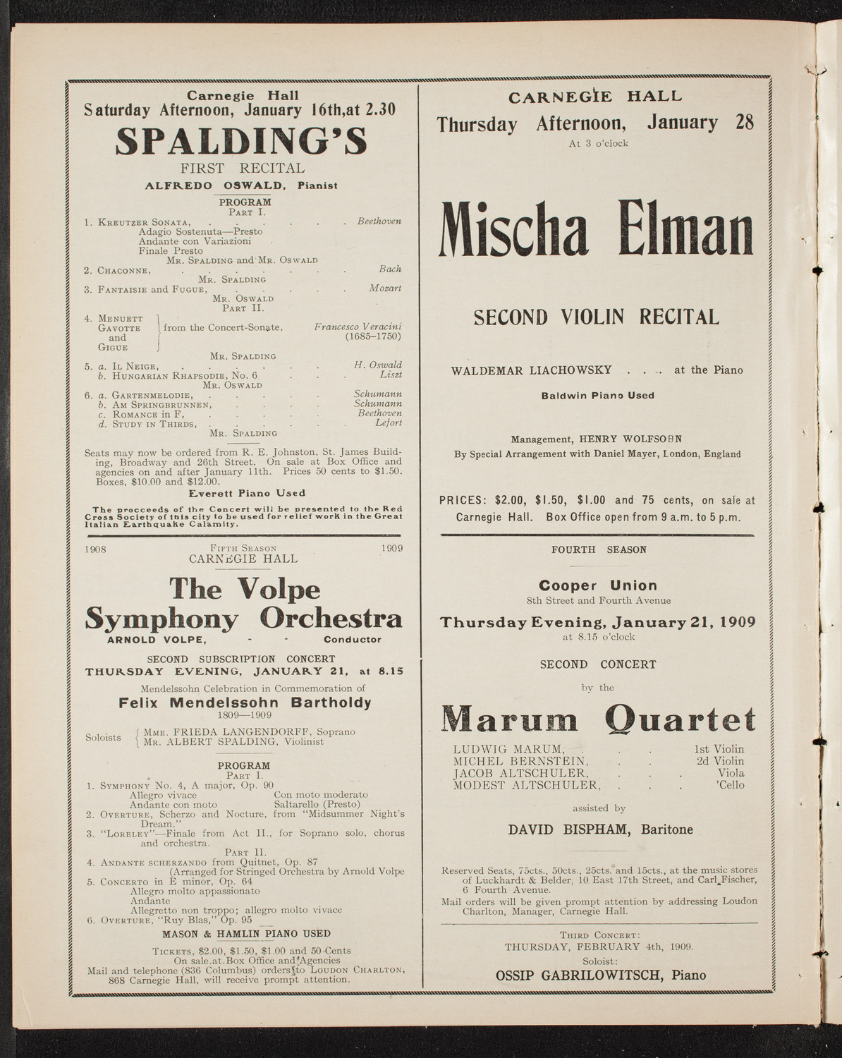 Russian Symphony Society of New York, January 14, 1909, program page 10