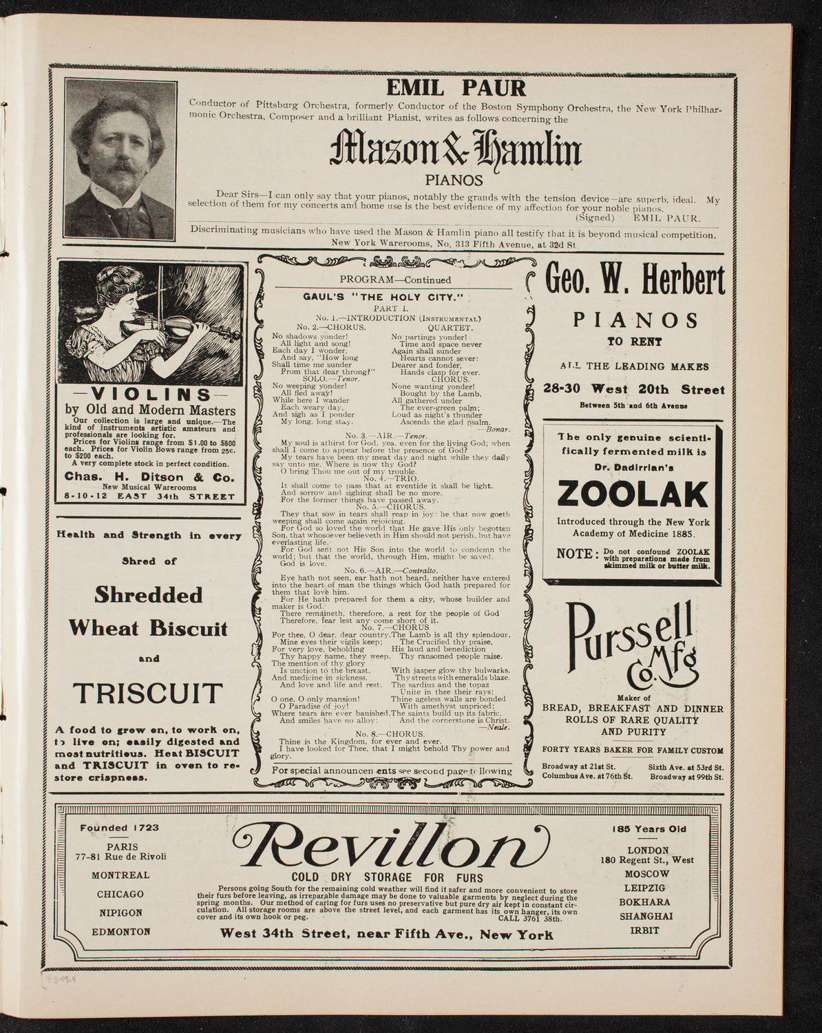 New York Festival Chorus and Orchestra, April 11, 1909, program page 7