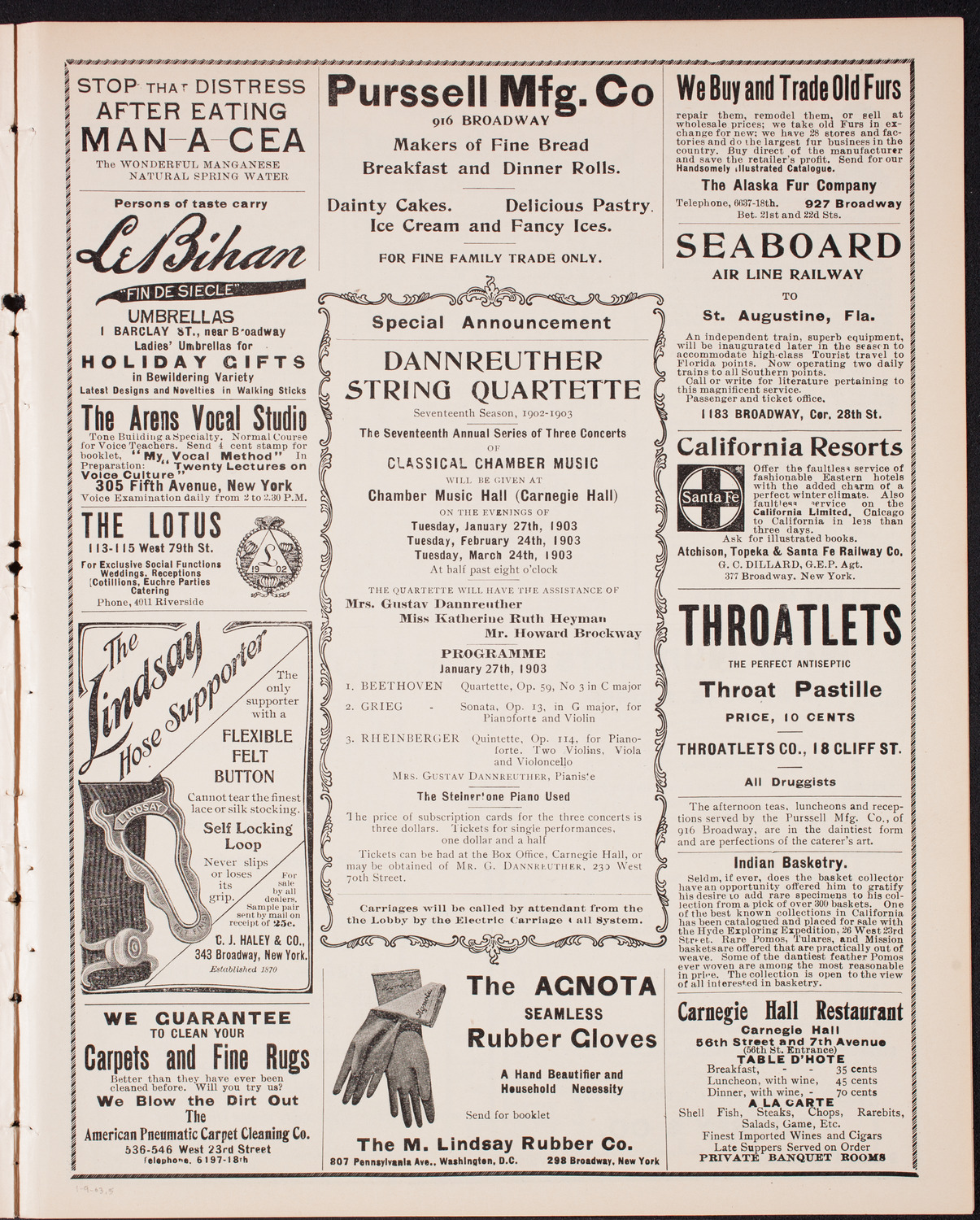 New York Philharmonic, January 9, 1903, program page 9