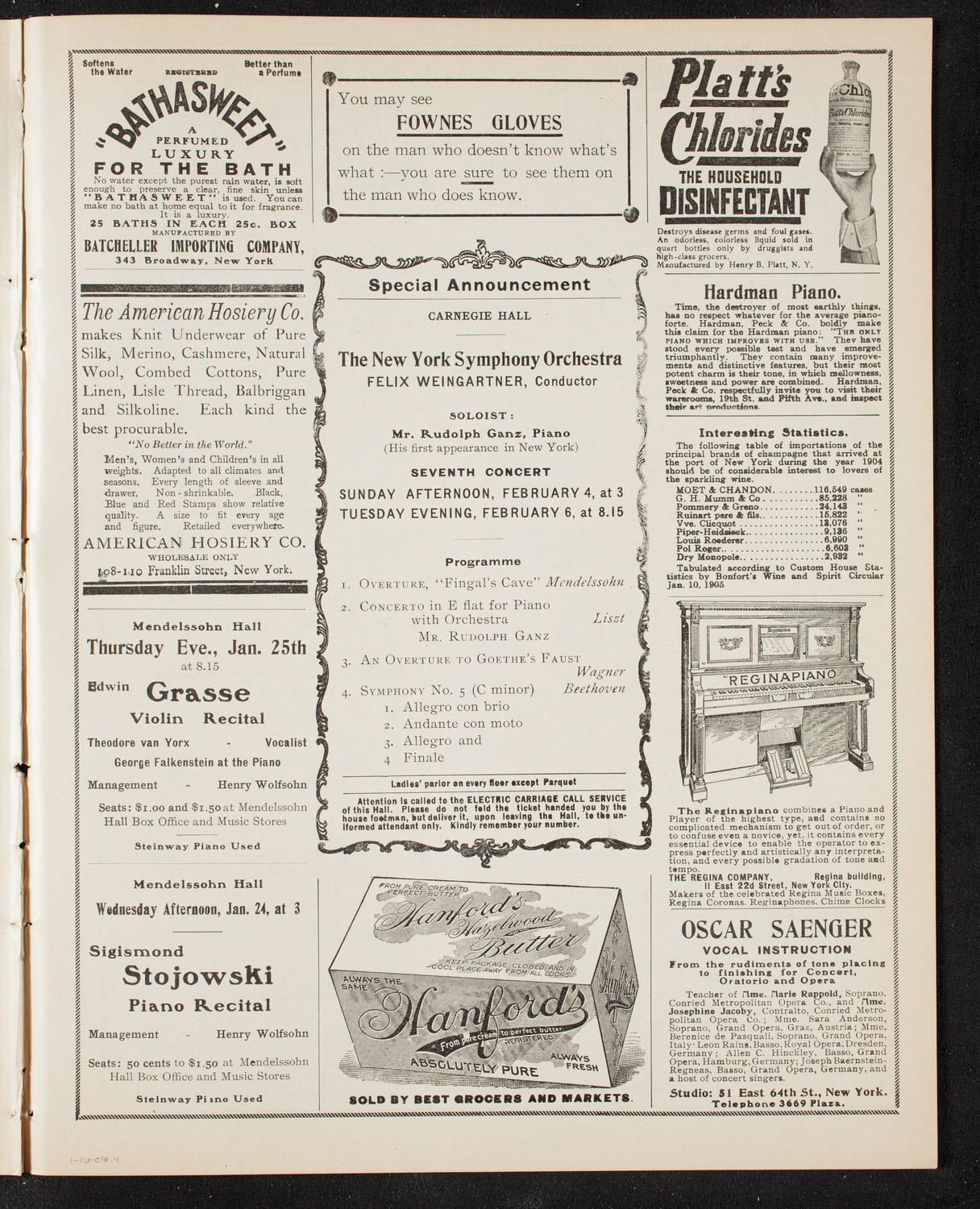 New York Symphony Orchestra, January 16, 1906, program page 9