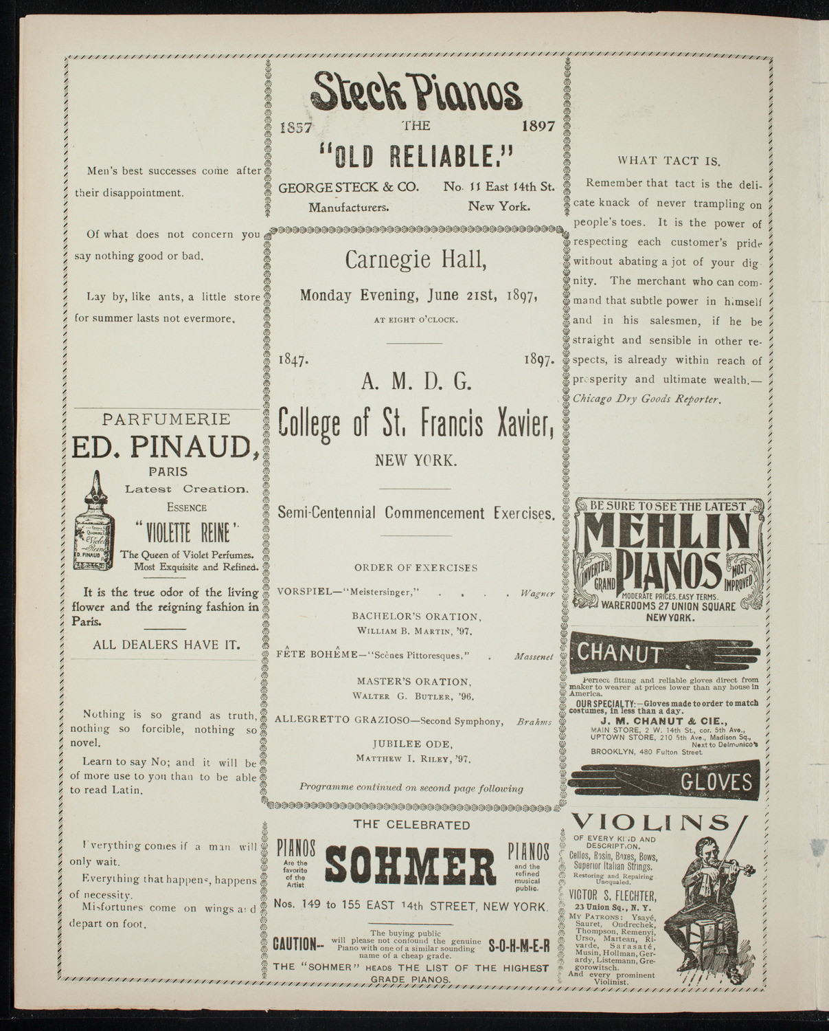 Graduation: College of St. Francis Xavier, June 21, 1897, program page 4