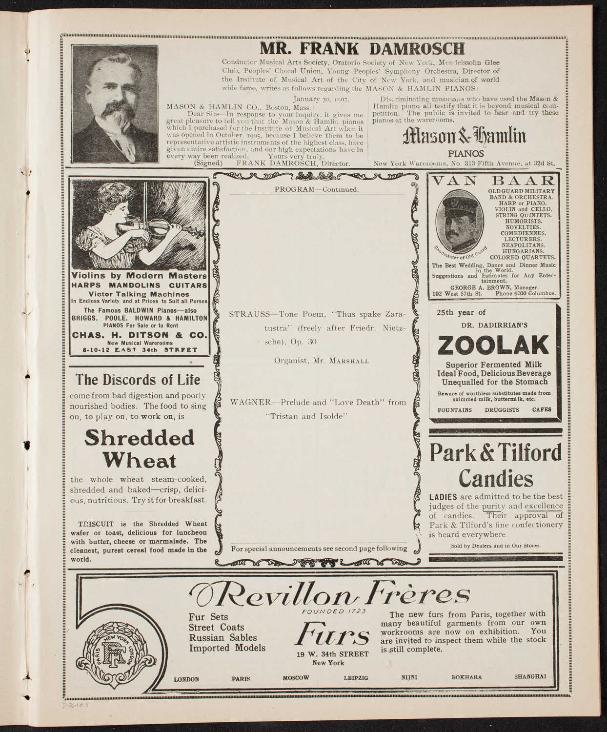 Boston Symphony Orchestra, February 26, 1910, program page 7