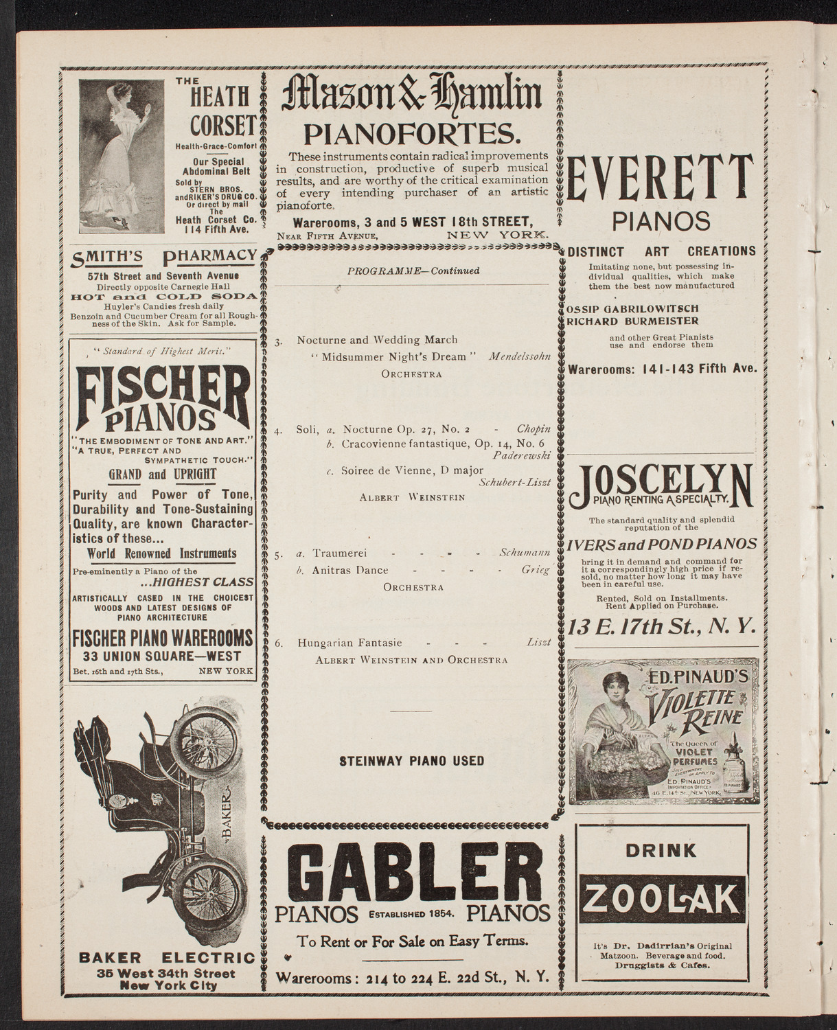 Albert Weinstein with Orchestra, February 13, 1902, program page 8