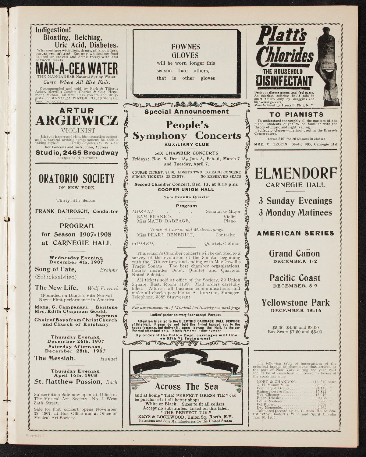 Vladimir de Pachmann, Piano, November 26, 1907, program page 9