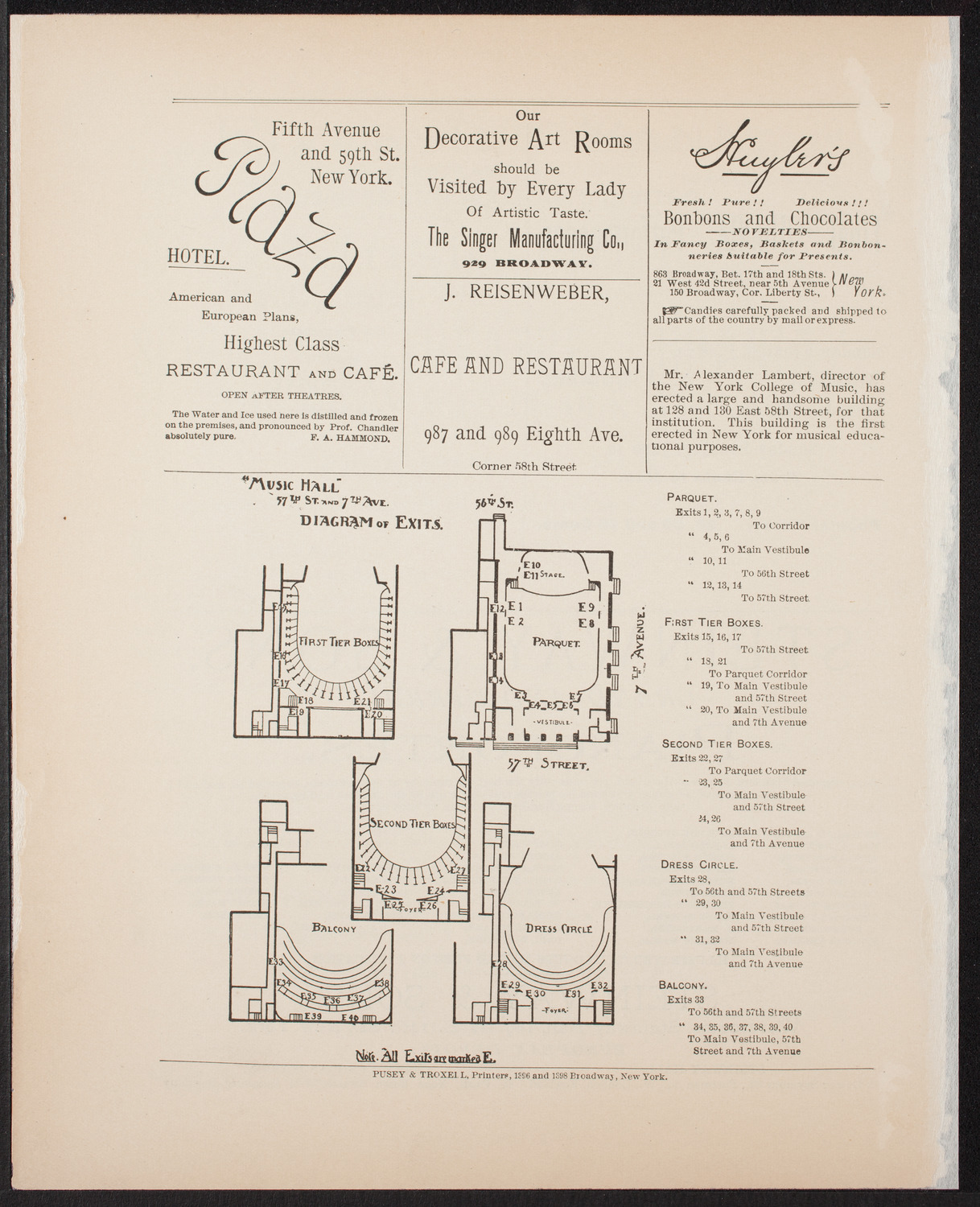 Urania Scientific Theatre, June 11, 1892, program page 4