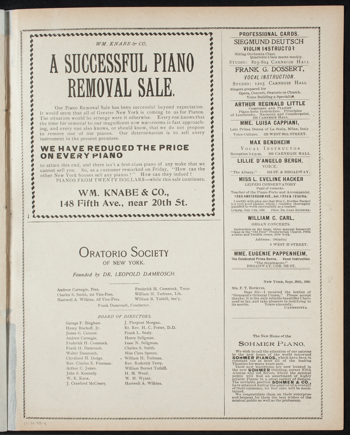 Film Exhibition: Pope Leo XIII, December 14, 1898, program page 7