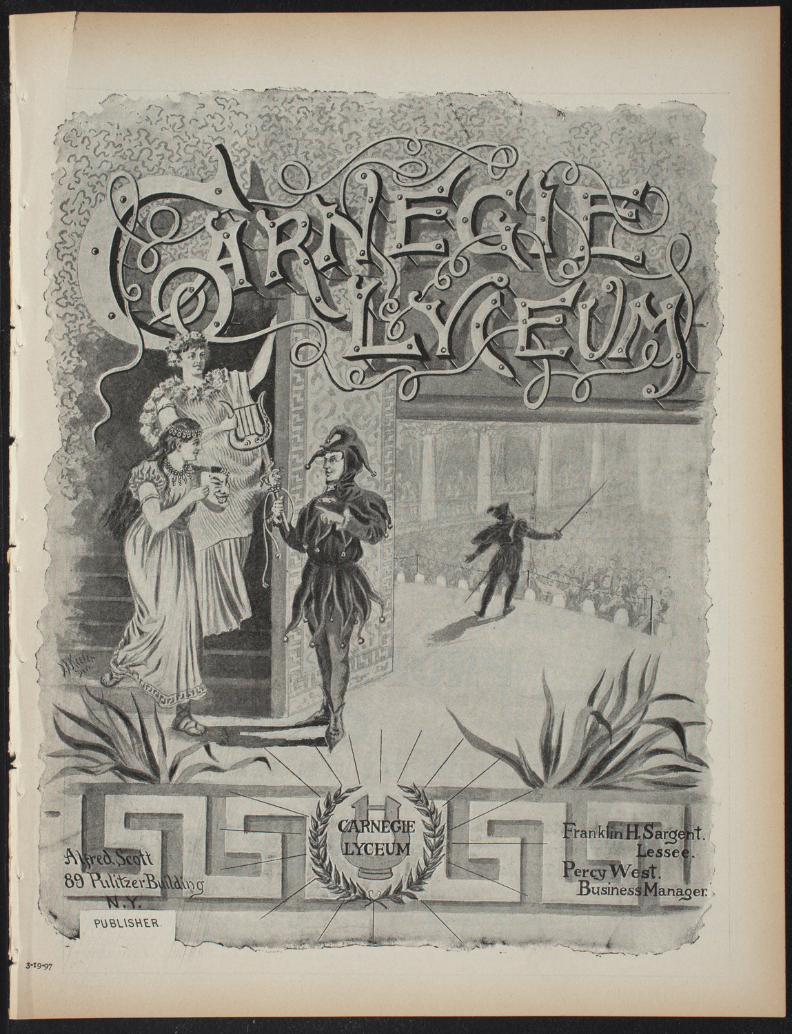 Debate: Harvard Forum and the Columbia University Debating Union, March 19, 1897, program page 1