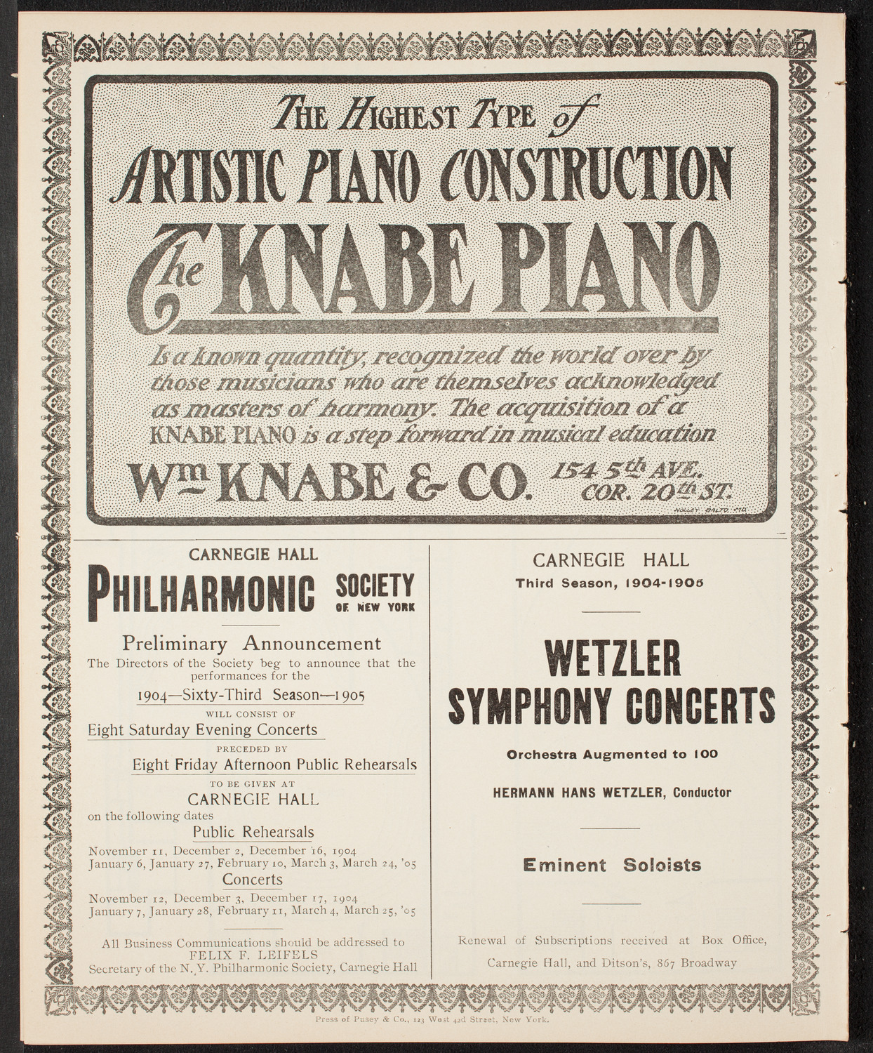 People's Choral Union, April 11, 1904, program page 12