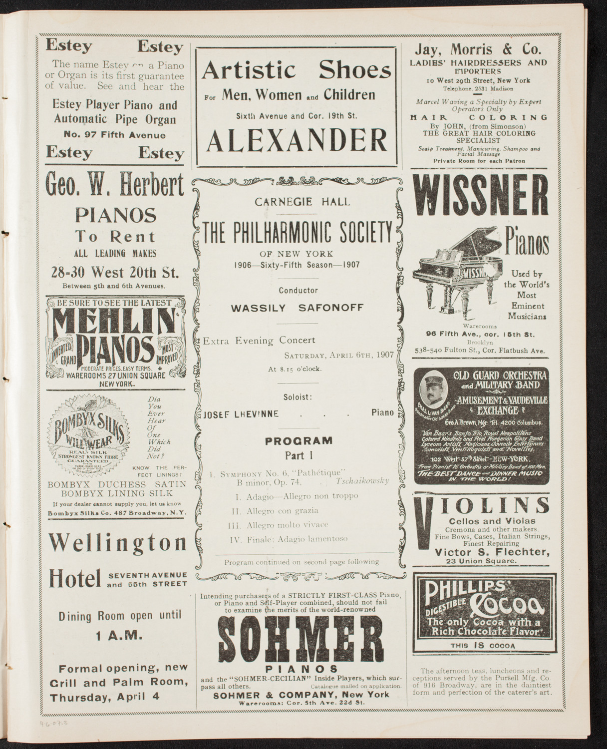 New York Philharmonic, April 6, 1907, program page 5