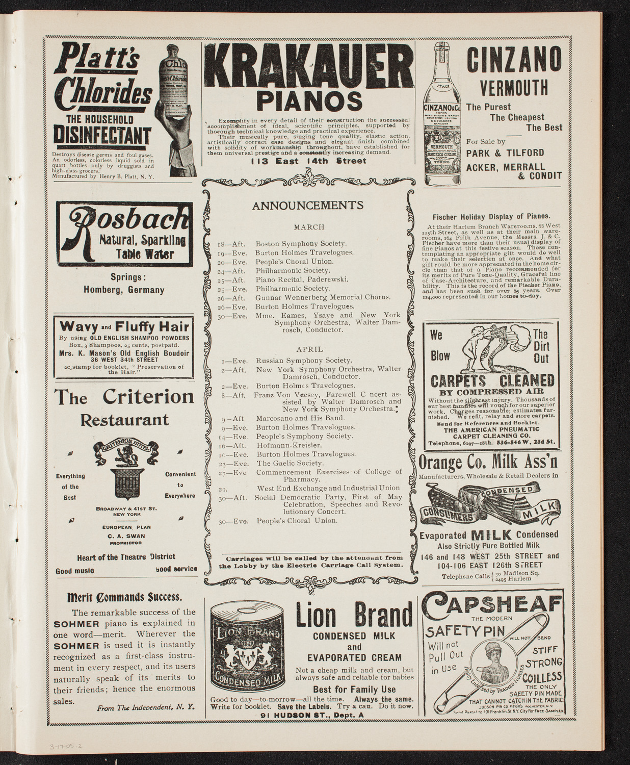 People's Symphony Concert, March 17, 1905, program page 3