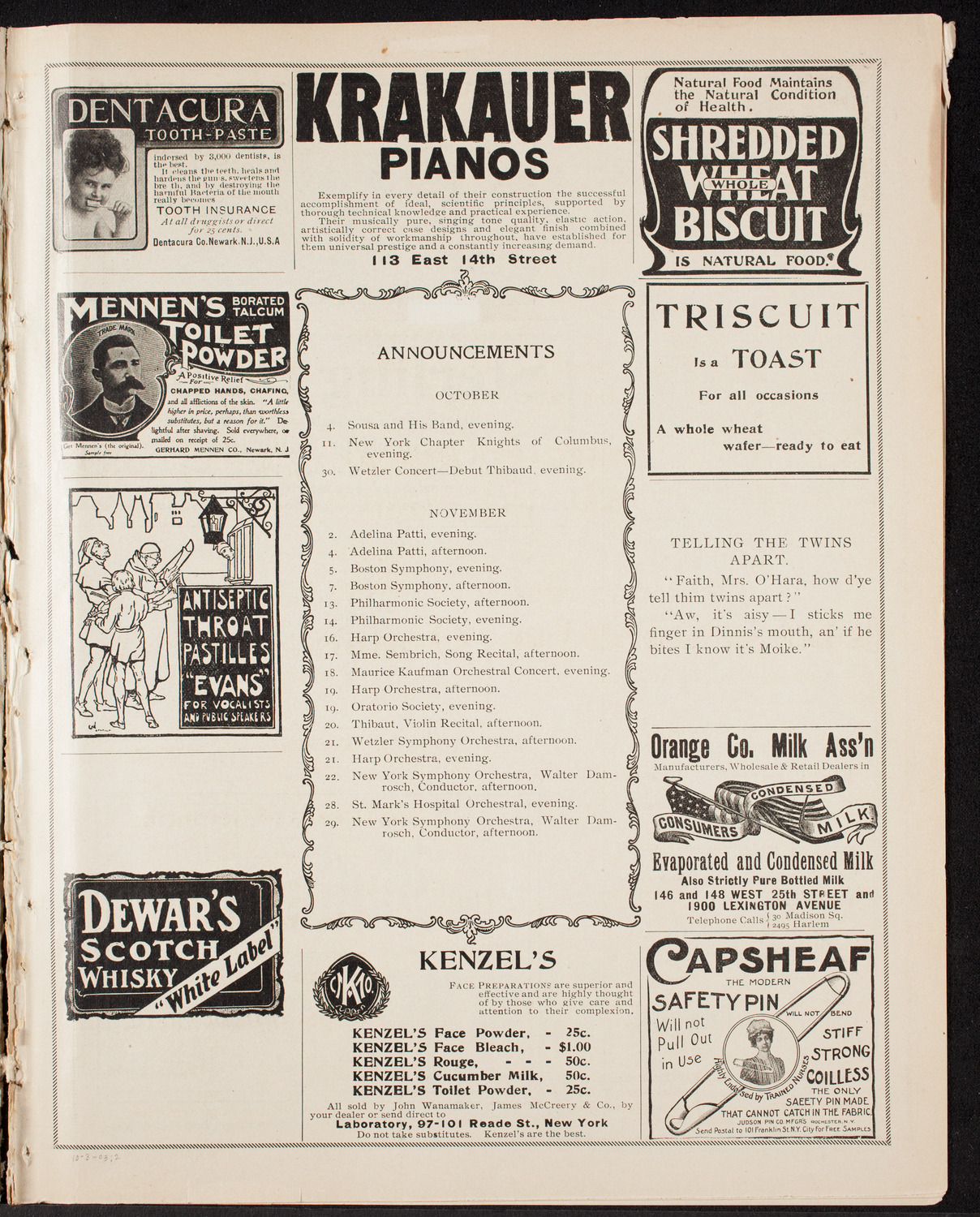 Metropolitan Street Railway Association Vaudeville Program, October 3, 1903, program page 3