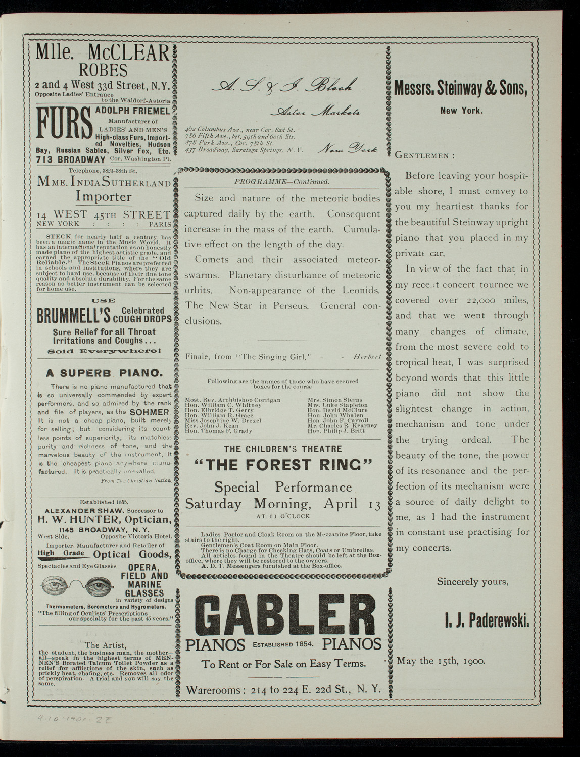 Lecture by Brother Potamian, D. Sc. Lond., April 10, 1901, program page 3