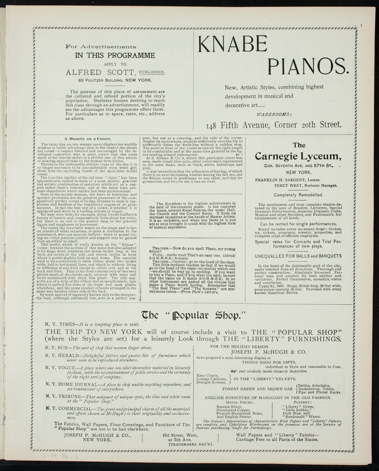 Oratorio Society of New York, December 29, 1896, program page 3