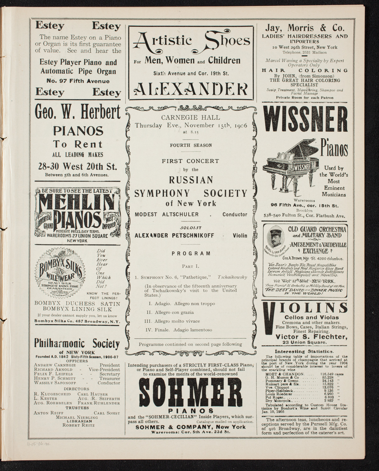 Russian Symphony Society of New York, November 15, 1906, program page 5