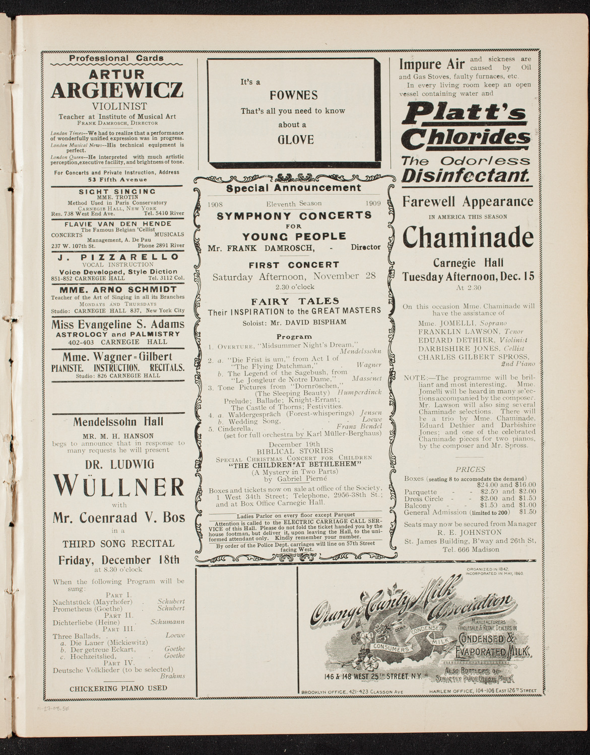 Benefit: St. Mark's Hospital, November 27, 1908, program page 9