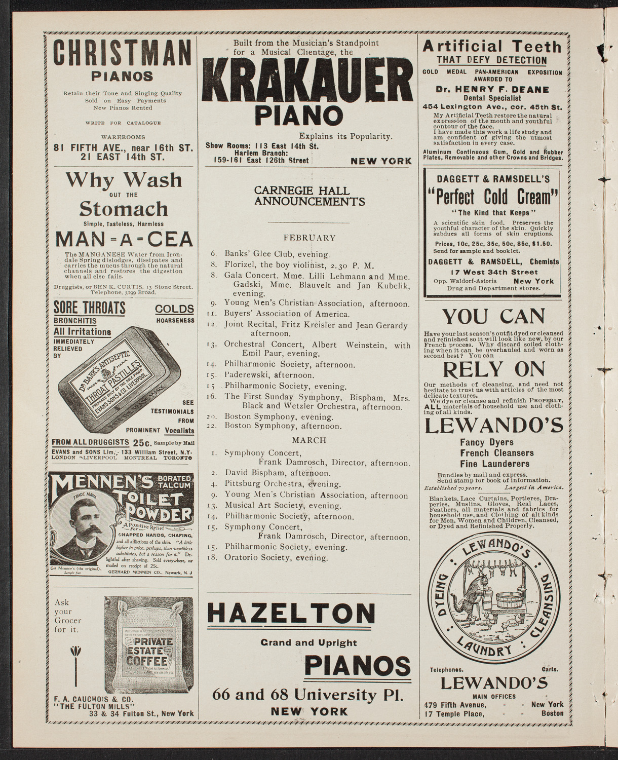 Florizel Reuter and Paur Symphony Orchestra, with Lucy Gates, February 4, 1902, program page 2
