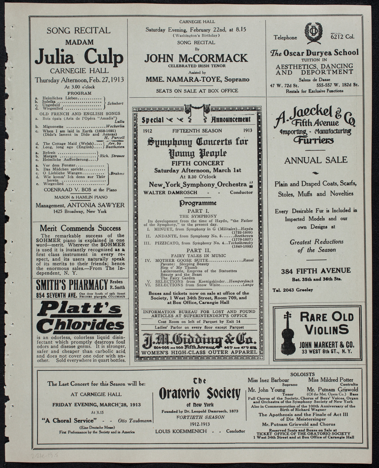 Minneapolis Symphony Orchestra, February 21, 1913, program page 9