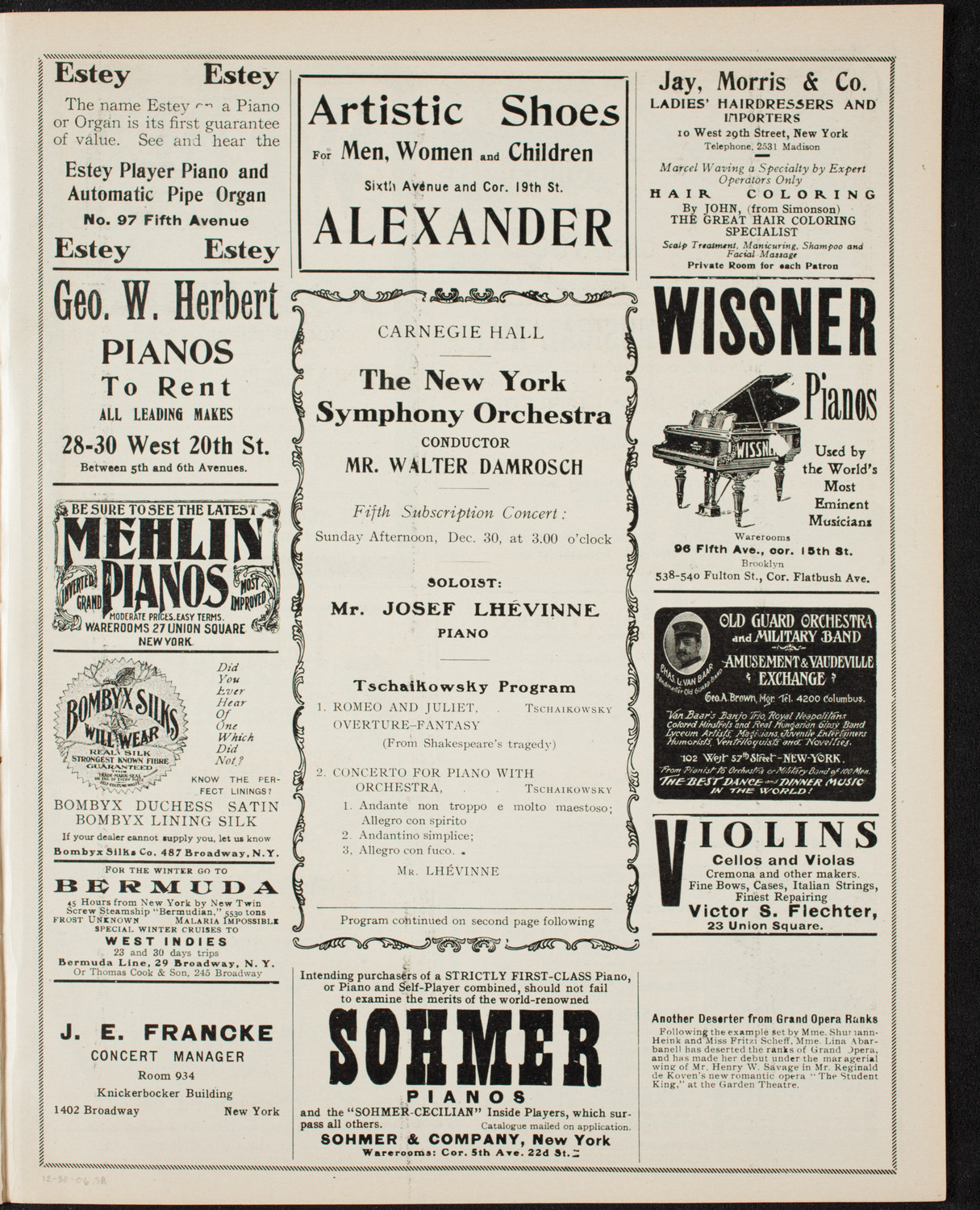 New York Symphony Orchestra, December 30, 1906, program page 5