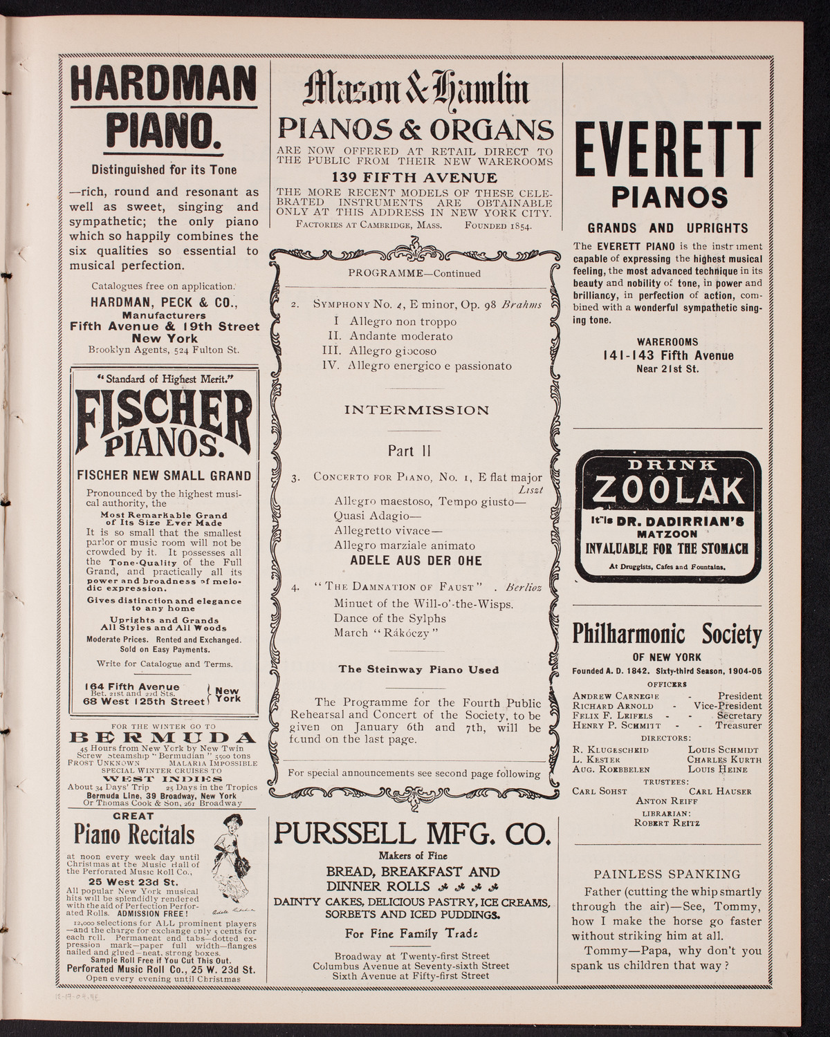 New York Philharmonic, December 17, 1904, program page 7