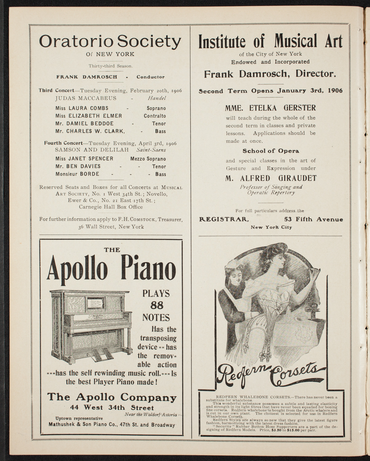 New York Philharmonic, February 9, 1906, program page 2