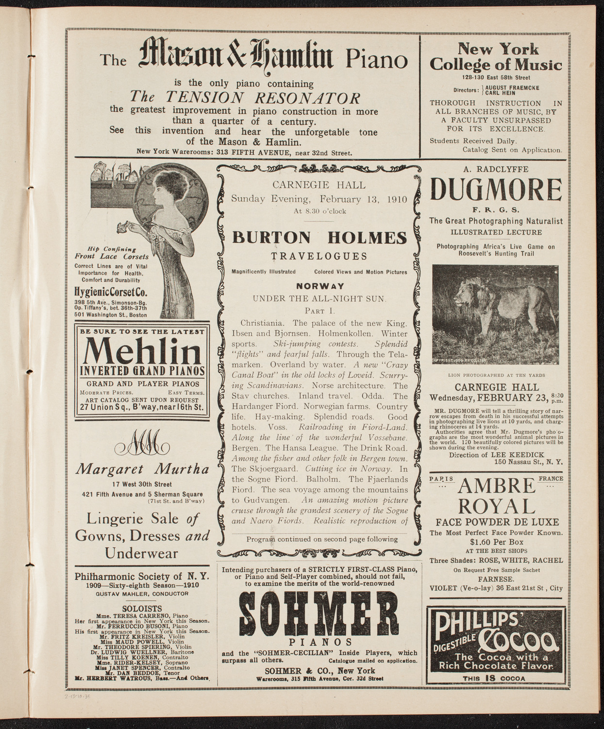 Burton Holmes Travelogue: Norway, February 13, 1910, program page 5