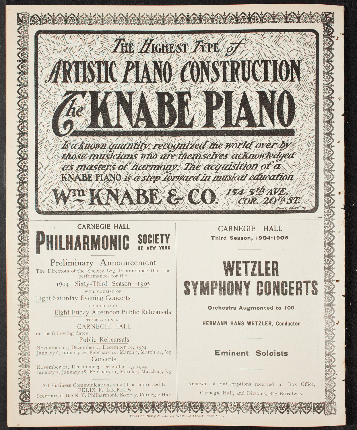 Alfred Reisenauer, Piano, April 17, 1904, program page 12