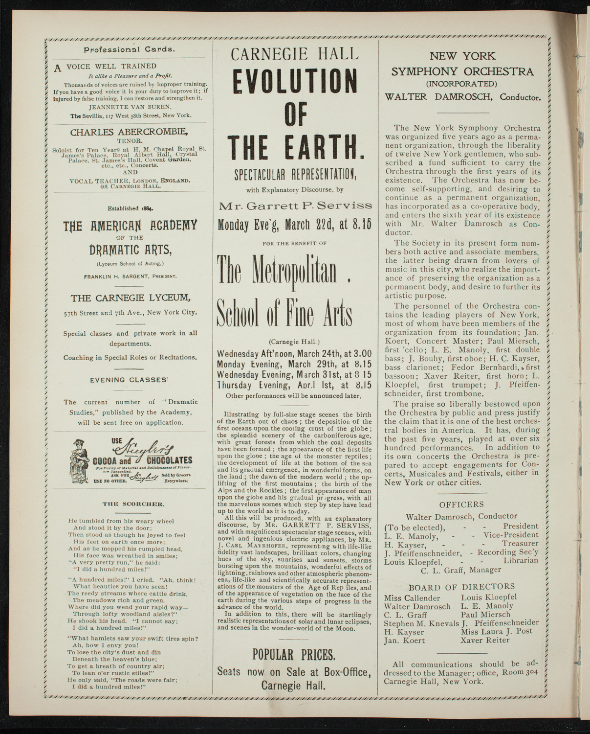 New York Symphony Orchestra, March 20, 1897, program page 2
