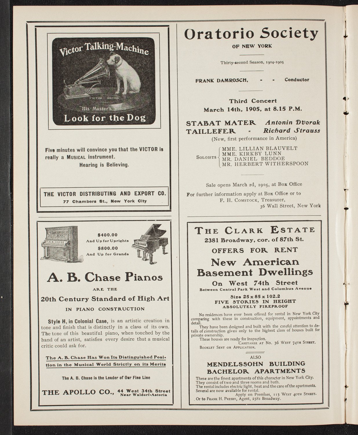 Eugène Ysaÿe, Violin, March 12, 1905, program page 2
