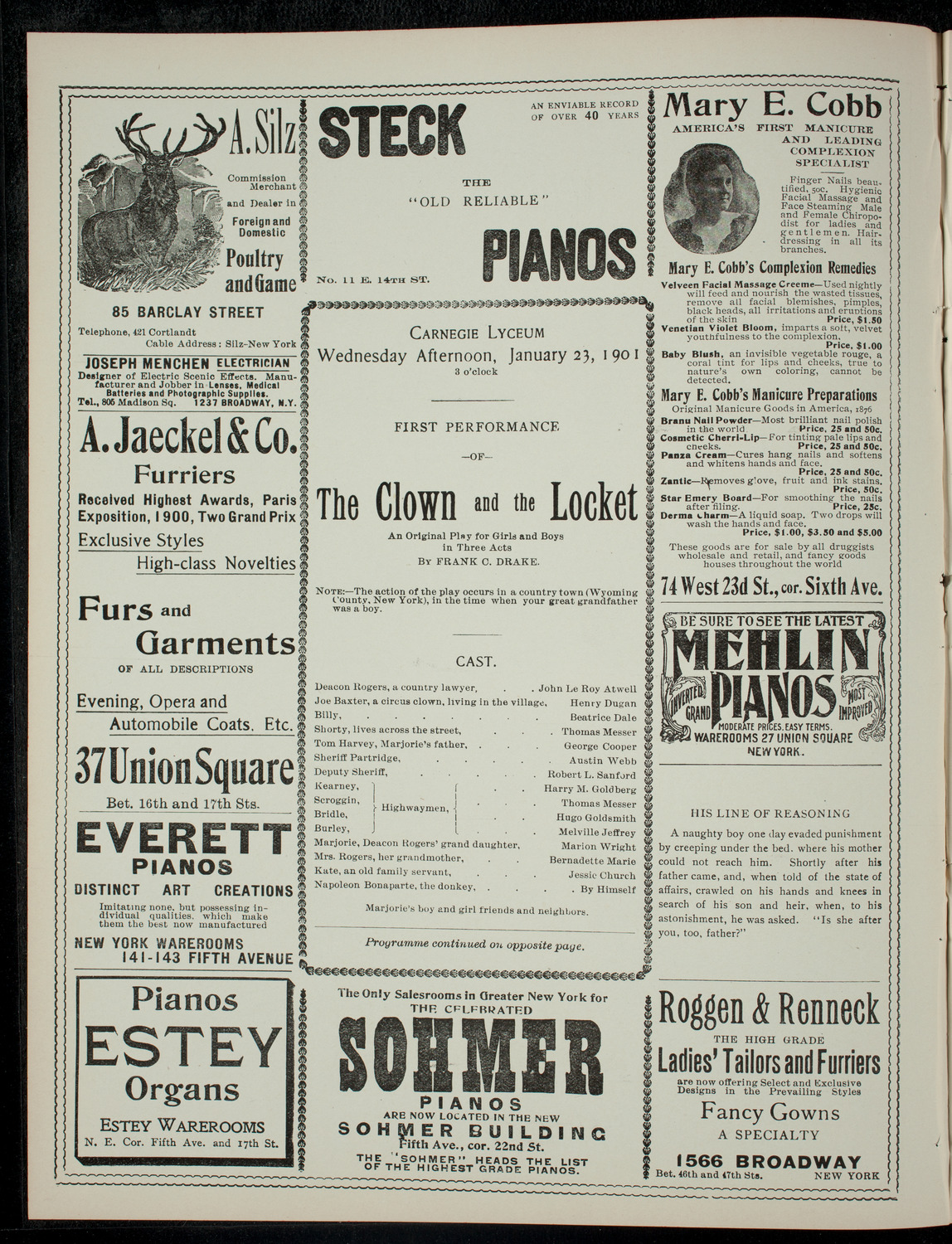 The Children's Theatre, January 23, 1901, program page 2