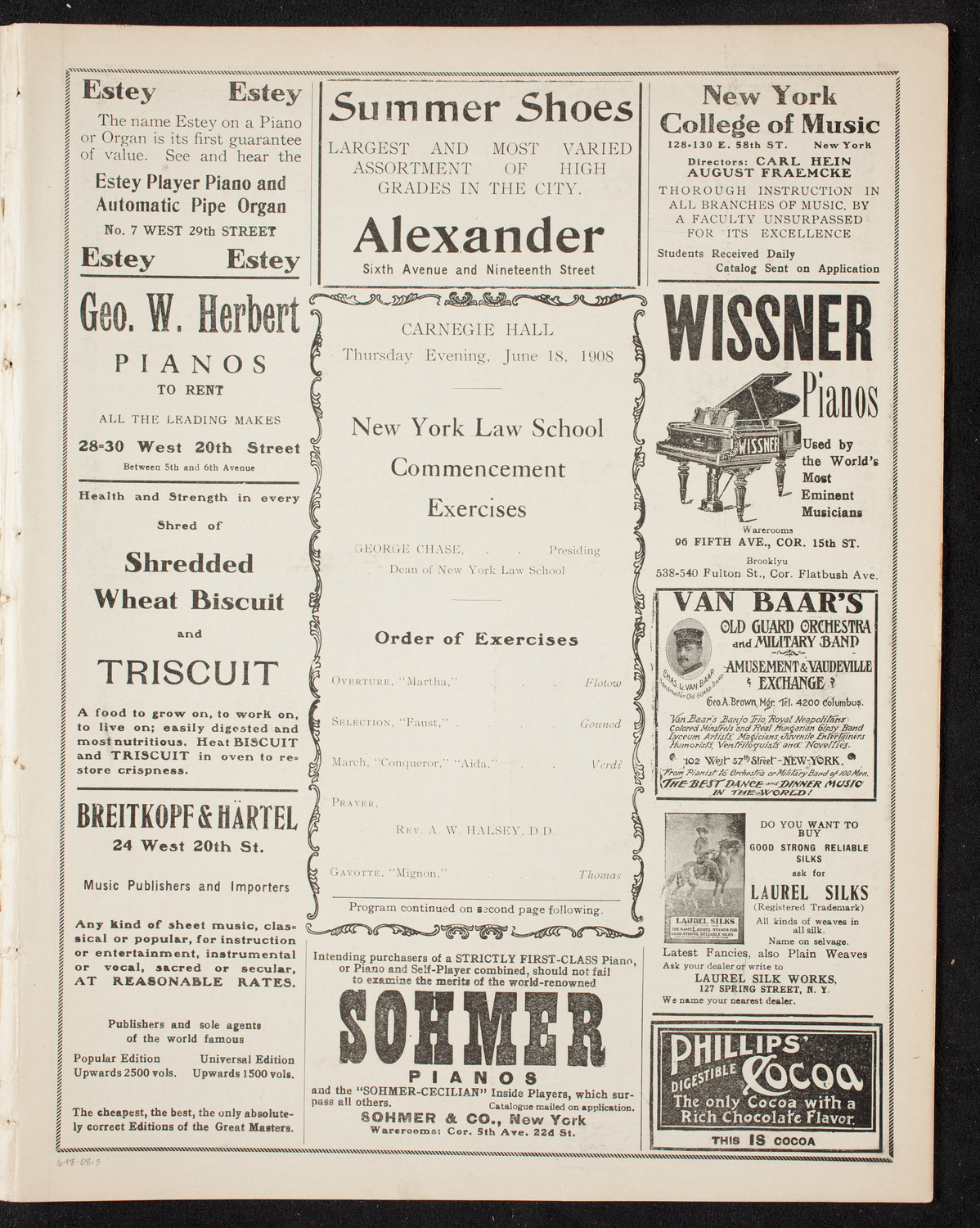 Graduation: New York Law School, June 18, 1908, program page 5