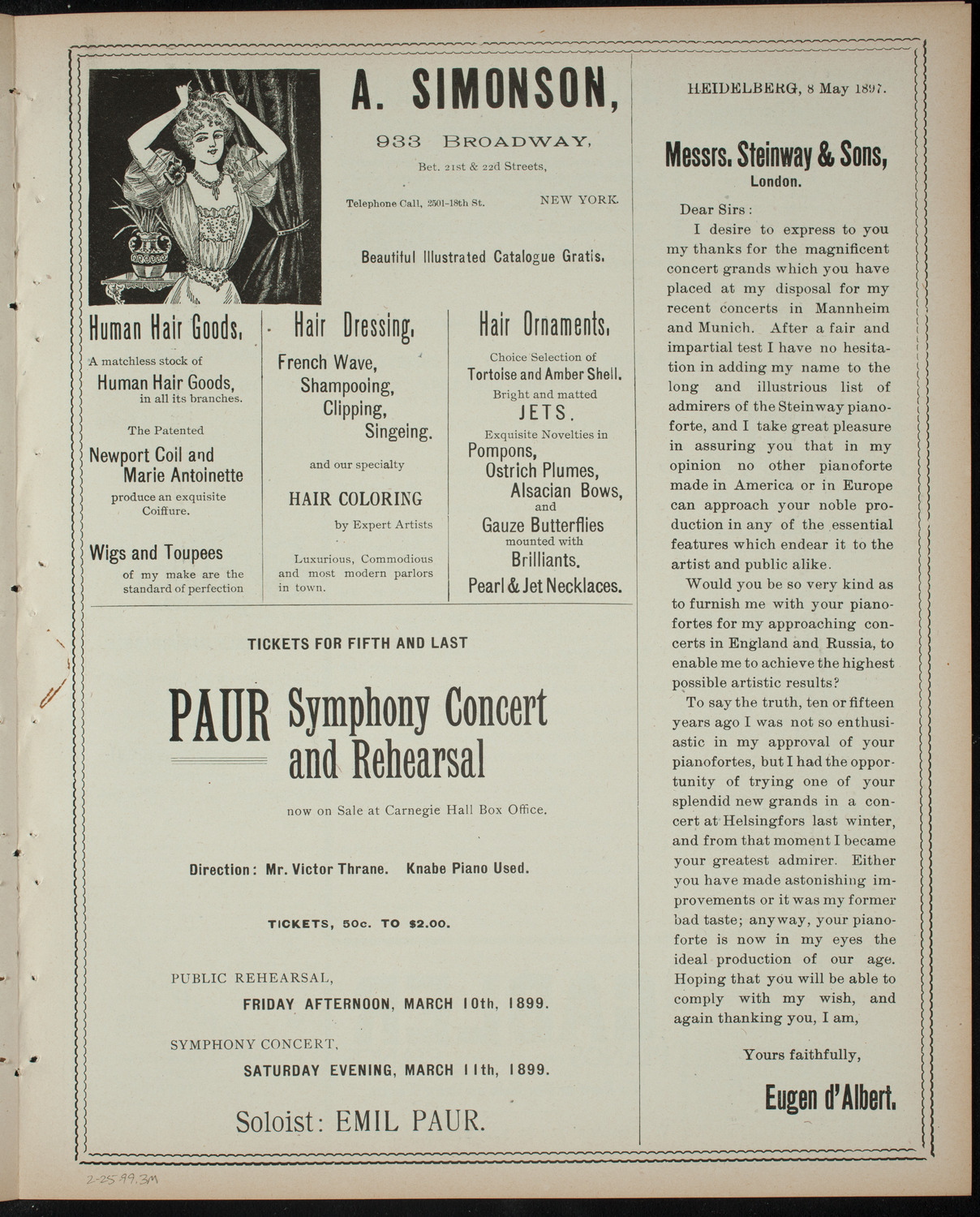 Comparative Literature Society Saturday Morning Conference, February 25, 1899, program page 5