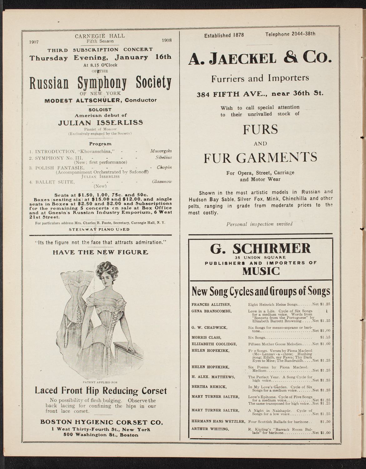 Oratorio Society of New York, December 26, 1907, program page 8