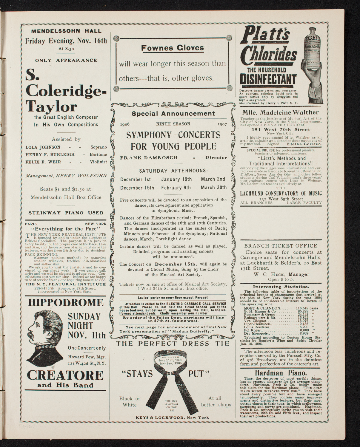 New York Symphony Orchestra, November 4, 1906, program page 9