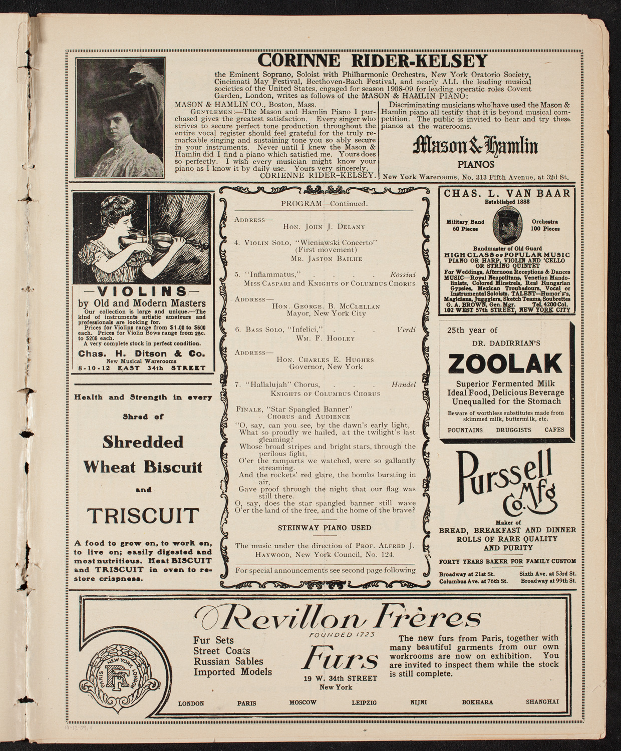 Columbus Day Celebration, October 12, 1909, program page 7