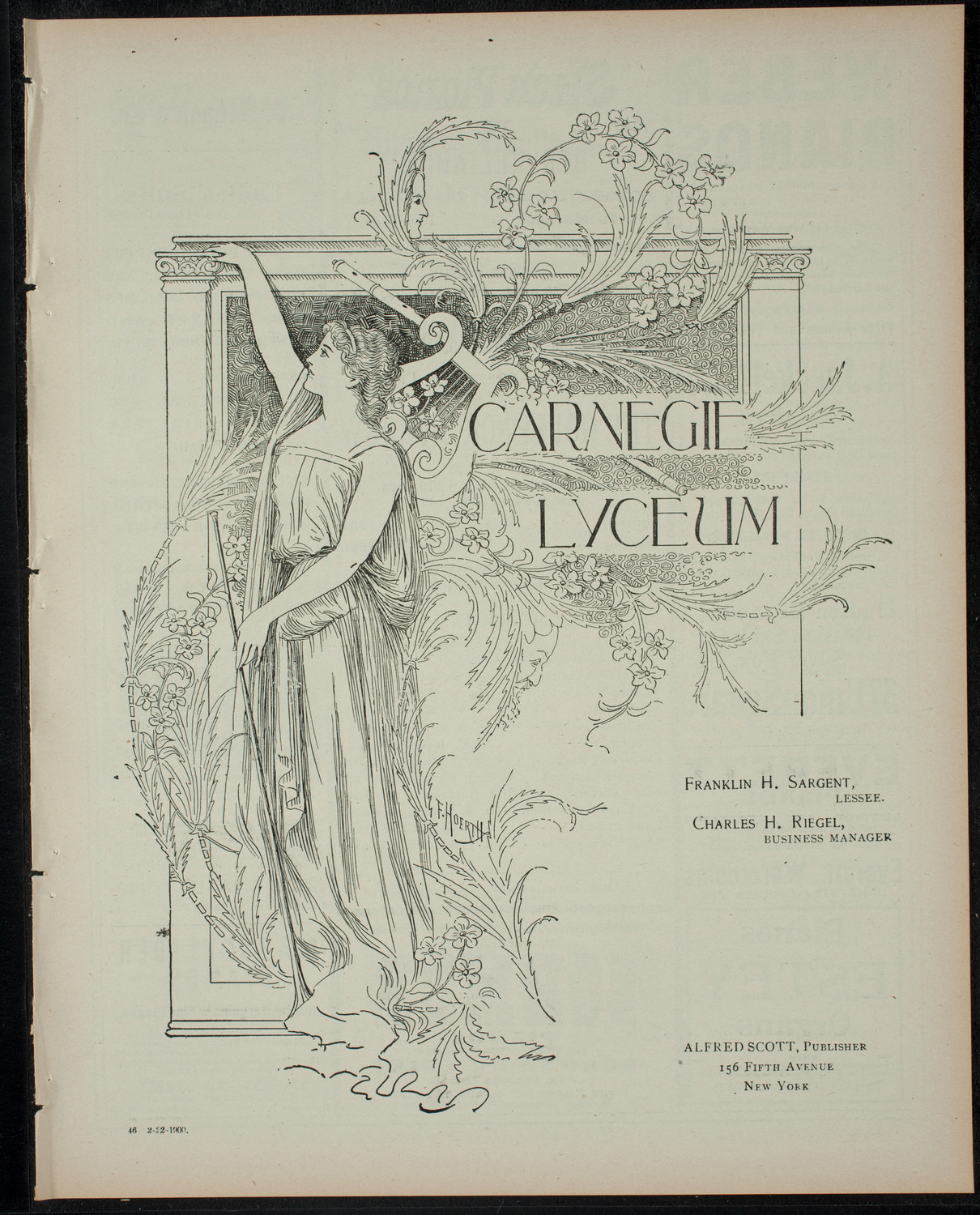 Columbia University Musical Society, February 22, 1900, program page 1