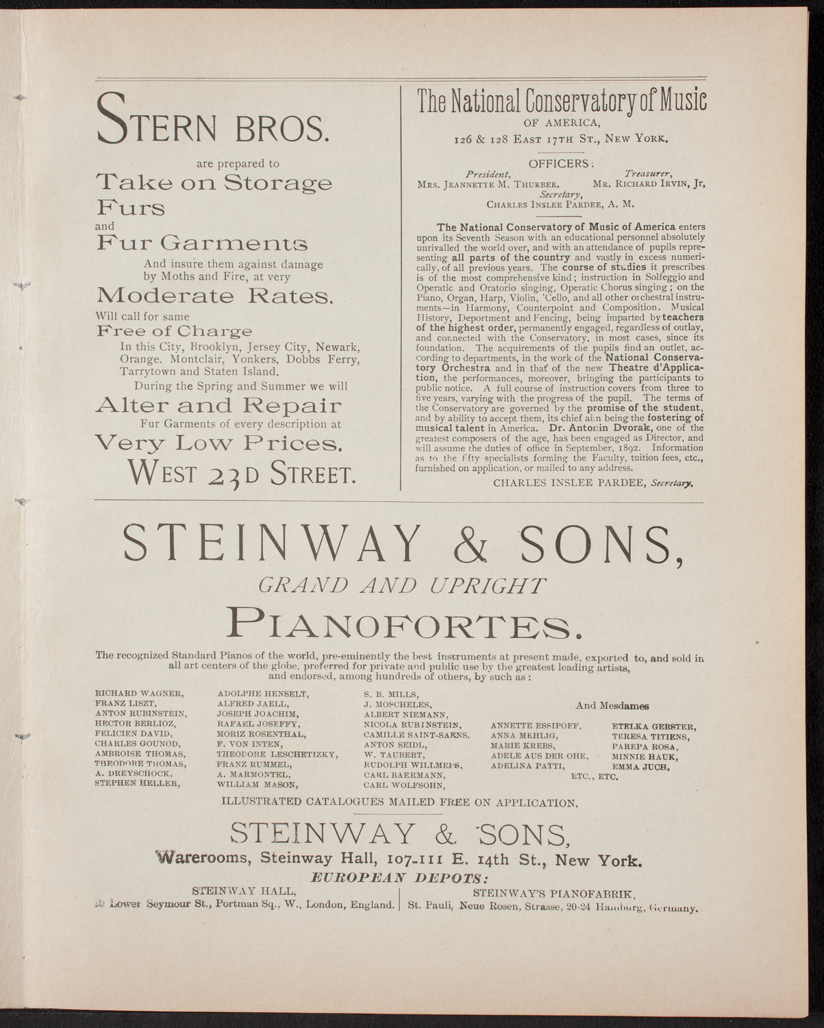 Urania Scientific Theatre, April 30, 1892, program page 7