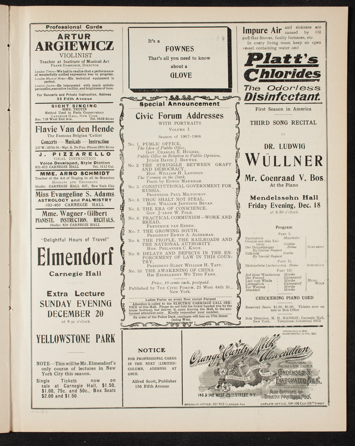 The Civic Forum, December 16, 1908, program page 9