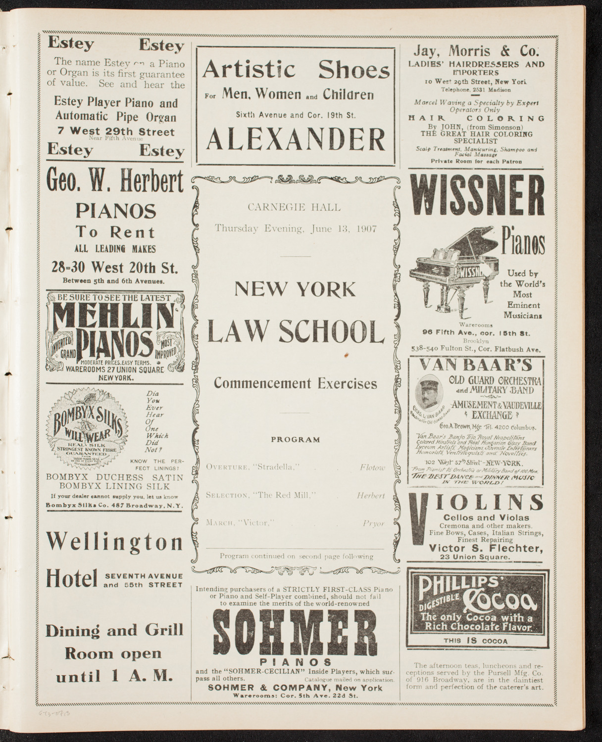 Graduation: New York Law School, June 13, 1907, program page 5