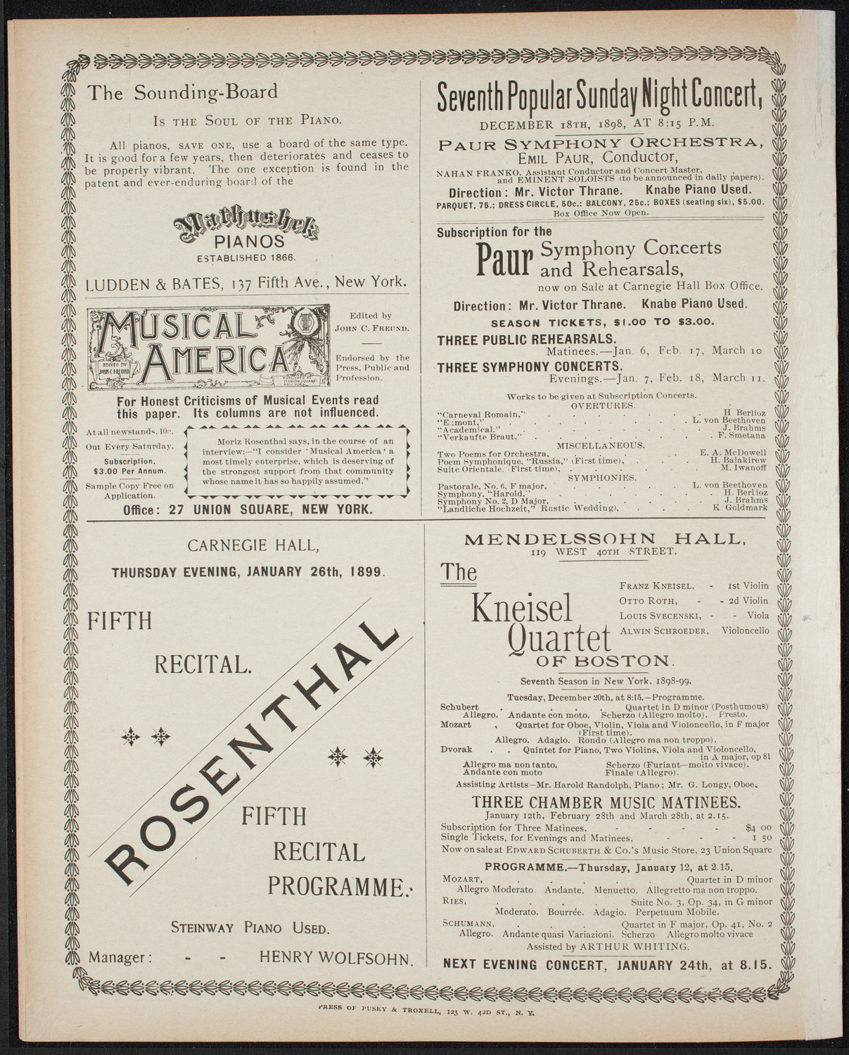 New York Philharmonic, December 17, 1898, program page 8