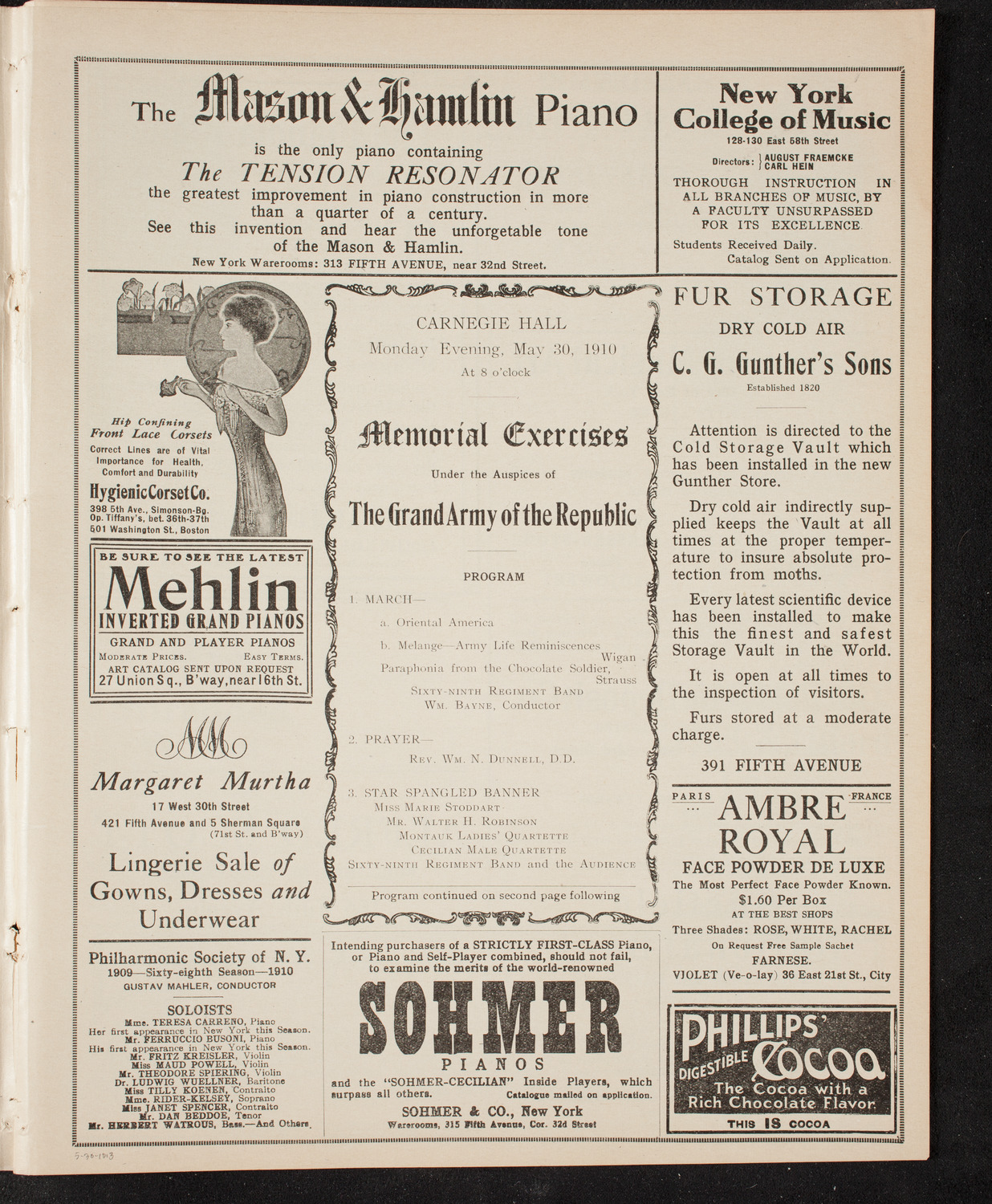 Grand Army of the Republic Memorial Day Exercises, May 30, 1910, program page 5