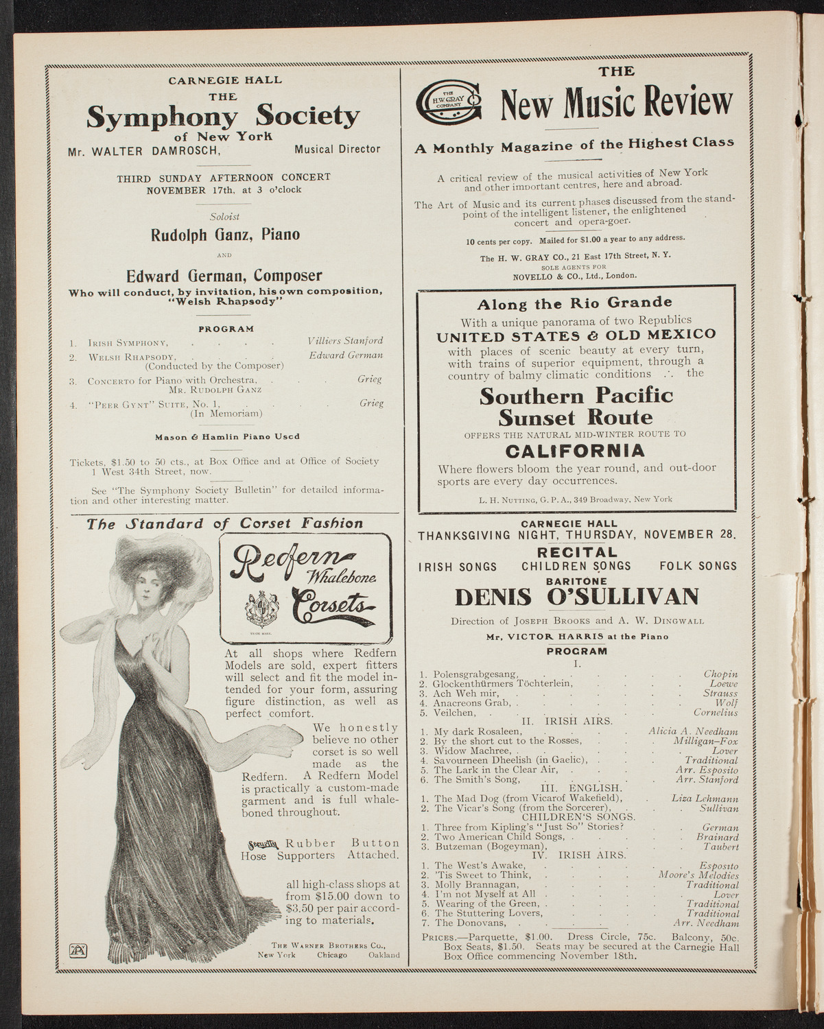 New York Symphony Orchestra, November 10, 1907, program page 2