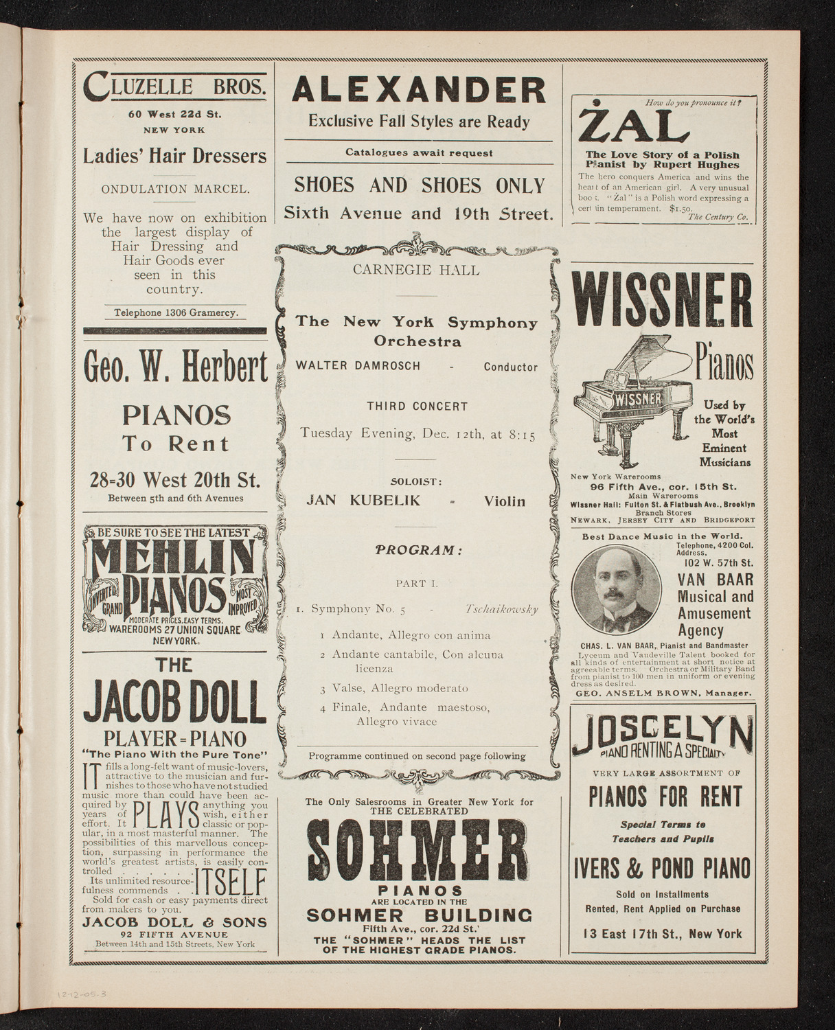 New York Symphony Orchestra, December 12, 1905, program page 5