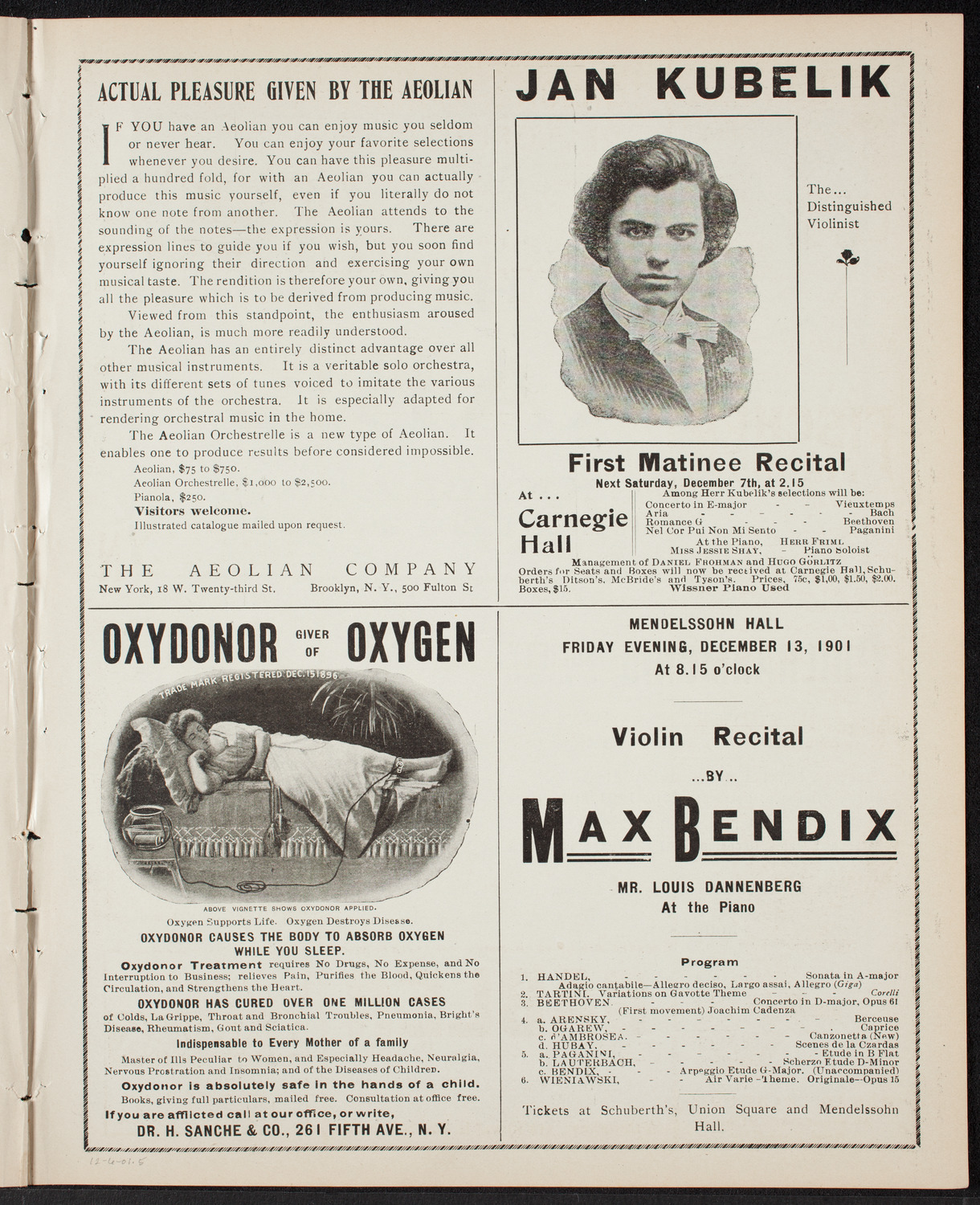 New York Philharmonic, December 6, 1901, program page 9