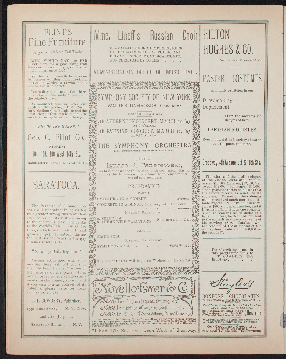 Grand Wagner Concert to Benefit the Orthopaedic Dispensary and Hospital, February 21, 1893, program page 6