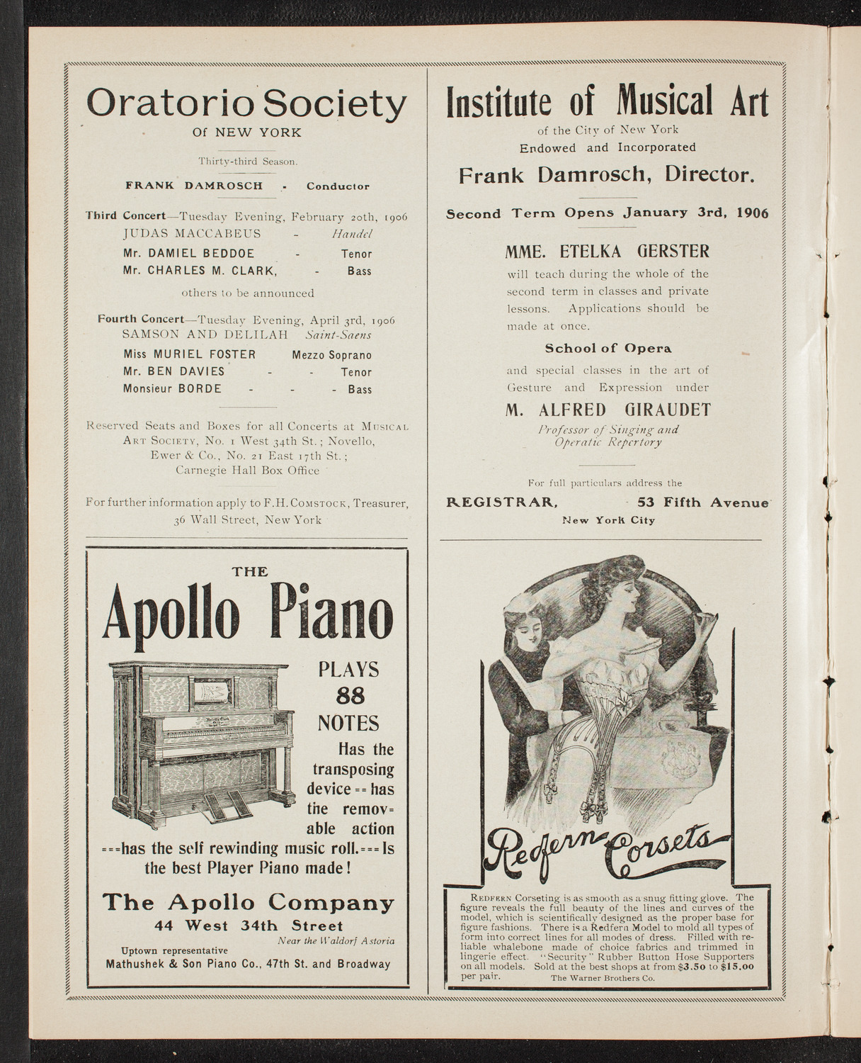New York Symphony Orchestra, January 14, 1906, program page 2